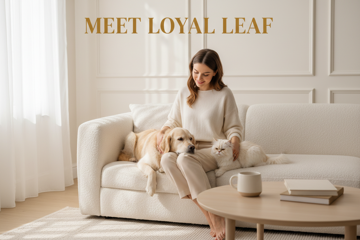 the text loyal leaf shold be written on top centre